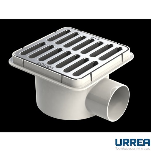 [0504F185] COLADERA CUADRADA DE REJILLA SALIDA LATERAL INOX 185 URREA
