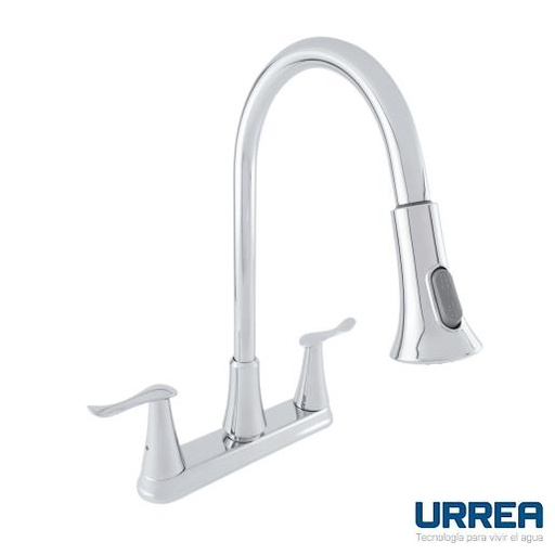 [0504F9337] MEZCLADORA PARA FREGADERO 8" CON NARIZ RETRACTIL CROMO 9337 URREA