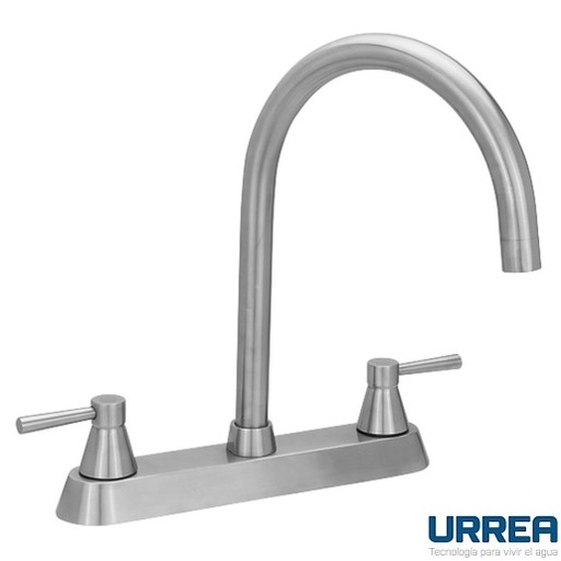 [0504F9373INOX] MEZCLADORA PARA FREGADERO 8" CON MANERALES DE PALANCA INOX 9373INOX URREA