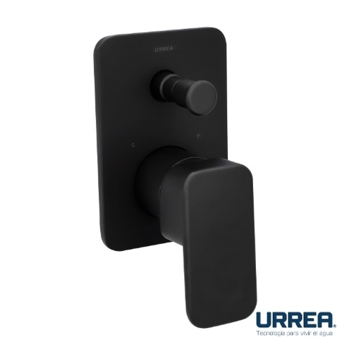 [0504F9436NY2] MONOMANDO PARA REGADERA Y/O TINA CON DESVIADOR ITUA NEGRO MATE 9436NY.2 URREA