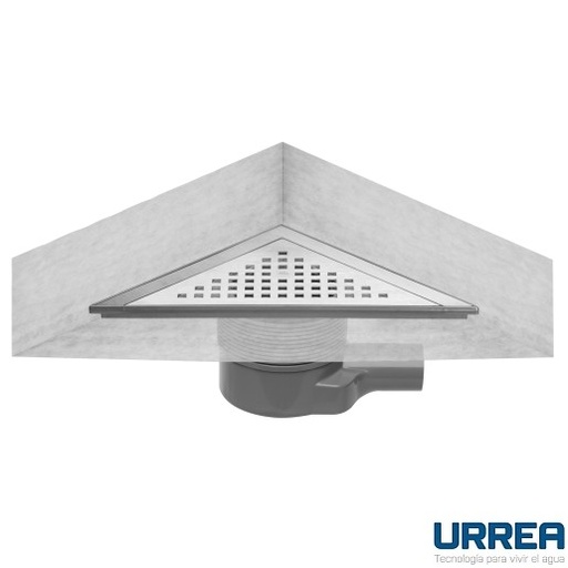 [0504FCEINOX] COLADERA TRIANGULAR PARA ESQUINA CON CUBIERTA DE ACERO INOXIDABLE CEINOX URREA*