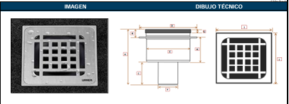 [0504FCV10INOX] COLADERA CUADRADA DE REJILLA SALIDA VERTICAL 10 CM INOX CV10INOX URREA