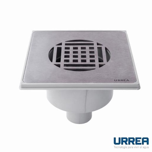 [0504FCV15INOX] COLADERA CUADRADA DE REJILLA SALIDA VERTICAL 15 CM INOX CV15INOX URREA