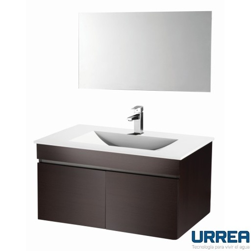 [0504FGB915GB35] GABINETE SUSPENDIDO CON GAVETAS Y LAVABO DE RESINA NEO MOD. GB.915GB.35 NOGAL CLARO URREA