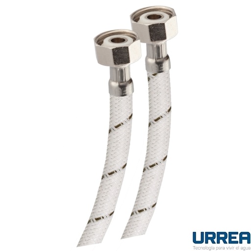 [0504FLBPP40] MANGUERA PARA LAVABO, TRAMADO DE NYLON BLANCO F-LBPP40 URREA