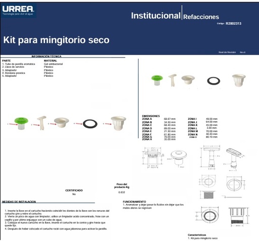 [0504FR2802313] KIT PARA MINGITORIO SECO F-2802313 URREA