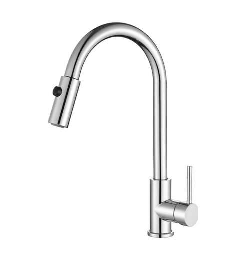 [0505F4088] MONOMANDO PARA FREGADERO ECOLOGICO CON NARIZ RETRÁCTIL Y GIRATORIA CROMO 360° F-4088 DICA