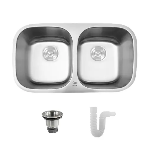 [16FPAF04U] TARJA DE SUBMONTAR CON 2 TINAS AC INOX F-PAF04U AVERA