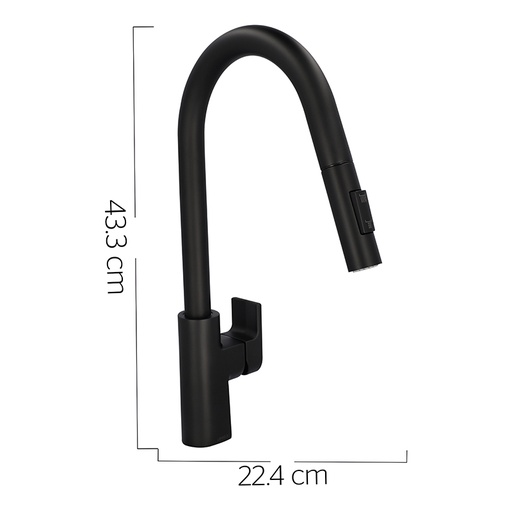 [0504F9445JM2] MONOMANDO PARA COCINA CON NARIZ RETRACTIL Y 2 FUNCIONES JYM NEGRO MATE 9445JM.2 URREA